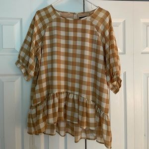 Roolee Sue Ellen Plaid Peplum Shirt Size L